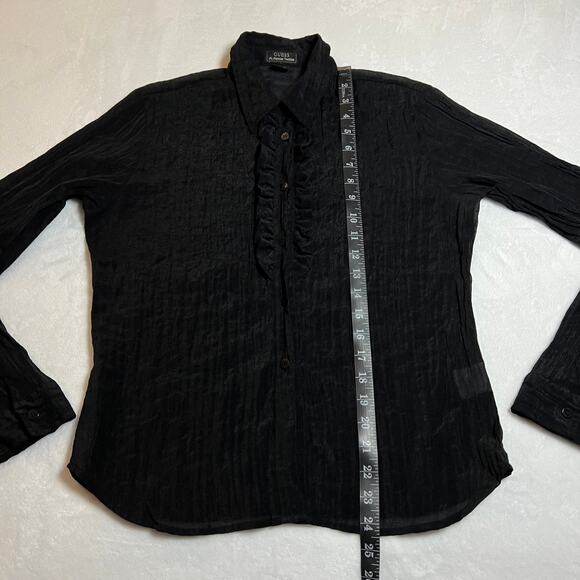 Vintage GUESS Ruffle Trim Button Up Shirt Size XL Semi Sheer Minimalist Y2K 90s - Picture 8 of 8